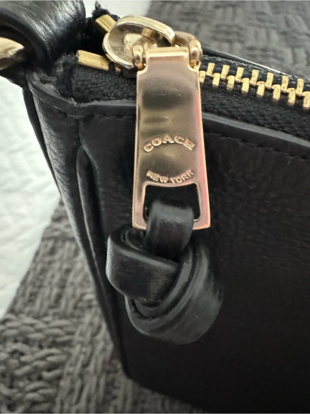 COACH Black Pebbled Leather Crossbody Bag with Gold Hardware